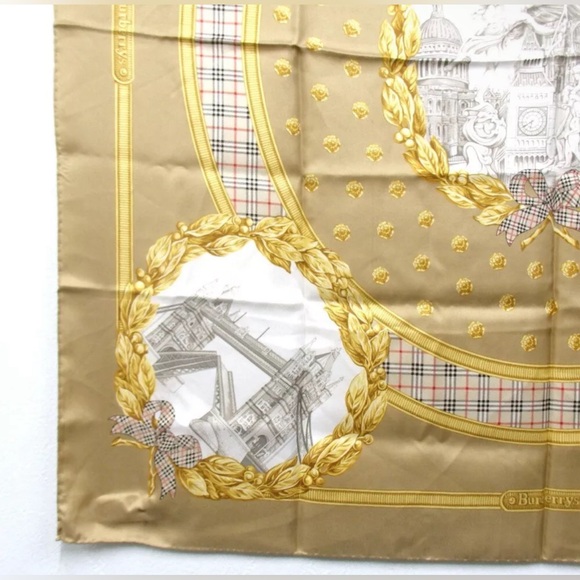 EUC VINTAGE Burberry’s 100% Silk Monuments Scarf - Picture 4 of 6